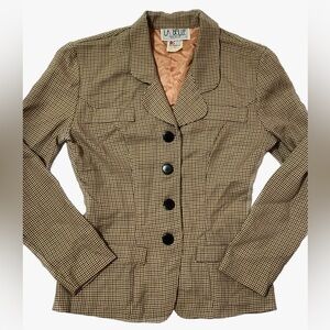 Vintage La Belle Women's Tan Houndstooth Blazer Jacket 3. J2
